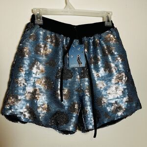 Sister Jane Sequin Storm Cloud Shorts Elastic Waist Pockets Sz‎ Small NEW